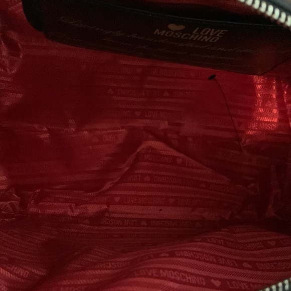 Love Moschino red and black studded leather satchel purse with logo - Picture 8 of 9